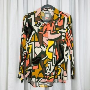 Funky 70s Inspired Button-Up Shirt Size Large